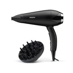BaByliss Haartrockner Turbo Smooth – 2200 W leistungsstarker Föhn, großer Diffusor, Ionen-Technologie mit Anti-Frizz, 3 Temperatureinstellungen & 2 Geschwindigkeitsstufen, Schwarz, D572DE