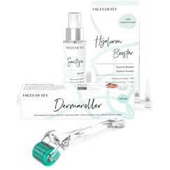 FACES OF FEY Microneedling Starter Set – Dermaroller 0,25 mm mit ECHTEN 192 Nadeln + 7er Hyaluron Ampullen mit Hochkonzentriertem Serum + Sanitizer