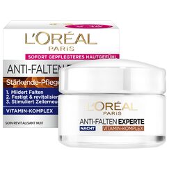 L'Oréal Paris Nachtpflege für das Gesicht, Anti-Aging Nachtcreme zur Minderung von Falten, Vitamin B3 und Vitamin E, Festigt und revitalisiert die Haut, Anti-Falten Experte, 1 x 50 ml