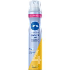 NIVEA Blonde Care Styling Spray, stärkendes Haarspray mit Panthenol & Vitamin B3, Haarlack für strahlend blondes Haar & 24h Halt (Haltestufe 4), veganes Pflegespray (250 ml)