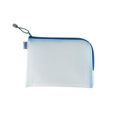 HERMA Dokumententasche A5 mit Reißverschluss, kleine wasserdichte Reißverschlusstasche, verschließbare Dokumentenmappe aus Kunstoff mit Zipper, halb-transparent, 26 x 20 cm, blau