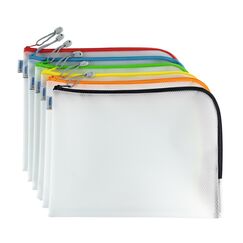 HERMA Dokumententasche A4 mit Reißverschluss Set, 10 Stück, große wasserdichte Reißverschlusstasche, verschließbare Dokumentenmappe aus Kunstoff mit Zipper, halb-transparent, 36 x 28 cm
