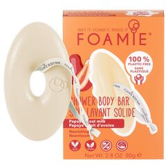 Foamie Body Bar Oat to Be Smooth – Fester Dusch Bar mit Hafermilch & Papaya – Sanfte Reinigung & Pflege für alle Hauttypen – pH-hautneutral, vegan & plastikfrei, cremiger Papayaduft, 80 g
