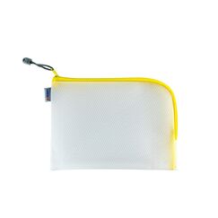 HERMA Dokumententasche A5 mit Reißverschluss, kleine wasserdichte Reißverschlusstasche, verschließbare Dokumentenmappe aus Kunstoff mit Zipper, halb-transparent, 26 x 20 cm, gelb