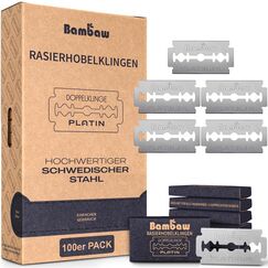 Rasierhobel Klingen | 100 universale Rasierklinge - Vorrat für 18 bis 24 Monate | Damen & Herren für Hobel & Rasierer | Double Edge Safety Razor Blades | Bambaw