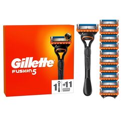Gillette Fusion5 Rasierer für Männer, 1 Gillette Rasierer, 11 Ersatzklingen, Mit Gleitstreifen für ein sanftes Gleiten und 5 Klingen für eine gründliche, langanhaltende Rasur