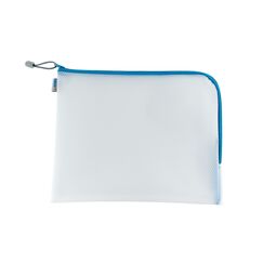 HERMA Dokumententasche A4 mit Reißverschluss, große wasserdichte Reißverschlusstasche, verschließbare Dokumentenmappe aus Kunstoff mit Zipper, halb-transparent, 36 x 28 cm, blau