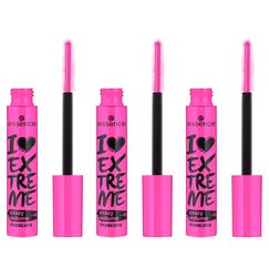 essence I LOVE EXTREME crazy volume mascara, Schwarz, langanhaltend, volumengebend, schwunggebend, verlängernd, vegan, ohne Mikroplastikpartikel, Nanopartikel frei, ohne Parfüm, 3er Pack (3x12ml)