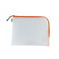 HERMA Dokumententasche A4 mit Reißverschluss, große wasserdichte Reißverschlusstasche, verschließbare Dokumentenmappe aus Kunstoff mit Zipper, halb-transparent, 36 x 28 cm, orange