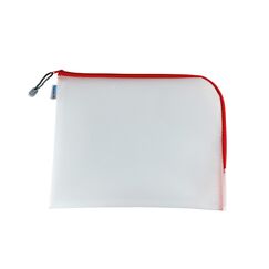 HERMA Dokumententasche A4 mit Reißverschluss, große wasserdichte Reißverschlusstasche, verschließbare Dokumentenmappe aus Kunstoff mit Zipper, halb-transparent, 36 x 28 cm, rot