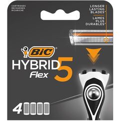BIC Rasierklingen für Herren Rasierer Hybrid 5 Flex, 4er Nachfüllpack für den Nassrasierer mit 5 Titanium Klingen