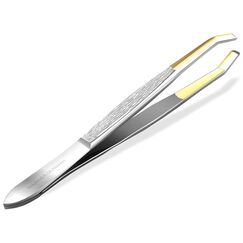 Zupfpinzette Pinzette aus Solingen Made in Germany Augenbrauenpinzette für die Gesichtspflege zum Zupfen von Augenbrauen, Barthaaren oder kleinen Härchen für Damen und Herren (Gekröpft/Vergoldet)