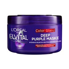 L'Oréal Paris Elvital Haarmaske für blondes, gesträhntes, graues Haar, Neutralisiert Gelbtöne, Color Glanz Purple Deep Mask gegen Gelbstich, 1 x 250 ml