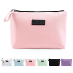 Kleine Make up Tasche MAANGE Kleine Reise Kosmetiktasche Tragbare Schminktasche wasserdichte PU Leder Kosmetiktasche mit Griff Vielseitige Reißverschlusstasche für Frauen (Rosa)