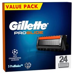 Gillette Fusion5 Proglide 24 Ersatzklingen mit 2x Gleitstreifen vor und nach den Klingen und neuer EverGlide Gleitstreifen für unglaubliche Gründlichkeit und Komfort