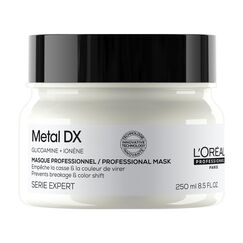L'Oréal Professionnel Haarmaske für alle Haartypen, Anti-Haarbruch, Feuchtigkeit, Geschmeidigkeit & Glanz, kraftvolles Haar, frischer Duft, mit Glicoamin, Serie Expert, Metal DX Maske, 250ml