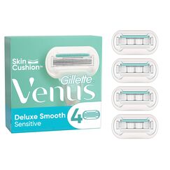 Gillette Venus Deluxe Smooth Sensitive Rasierklingen für Rasierer Damen, 4 Ersatzklingen für Damenrasierer