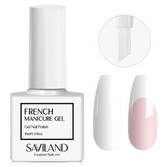 Saviland【Upgrade】Schönes Weiß French Gel Nagellack - 10 ml Soak Off Neon UV Nagellack Weiß für Maniküre UV Gel French Nails Art Starter, Gellack UV für French Nails Stempel & Home DIY