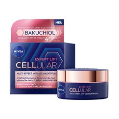 NIVEA Cellular Expert Lift Multi-Effekt Anti-Age Nachtpflege, feuchtigkeitsspendende Nachtcreme für eine jünger aussehende Haut, Anti-Age Gesichtscreme mit Hyaluronsäure (50 ml)