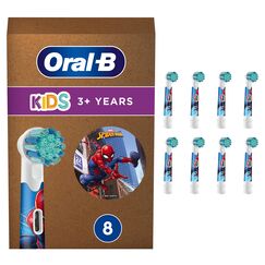 Oral-B Pro Kids Spiderman Aufsteckbürsten — ORIGINAL Zahnbürstenaufsatz für Elektrische Oral-B Pro Kinder Zahnbürste — Ersatzbürsten, Bürstenköpfe ab 3 Jahren — Weiß, 8 Stück