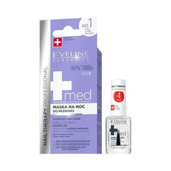 Eveline Cosmetics Nail Therapy Professional Overnight Nail Mask MED+ mit Biotin & Schachtelhalm-Extrakt - Stärkt, pflegt und hydratisiert für beschädigte Nägel 12ML