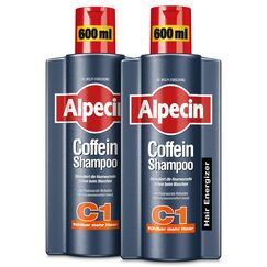 Alpecin Coffein-Shampoo C1, 2 x 600 ml - Haarwachstum stimulierendes Haarshampoo gegen erblich bedingten Haarausfall bei Männern - Zur Verbesserung des Haarwachstums