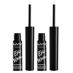 NYX Professional Makeup Epic Wear Semi-Permanent Liquid Liner, Langlebig, Wasserfest, Eyeliner und Body Art für Gesicht und Körper, Mattes Finish, Farbe: Weiß (Packung mit 2)