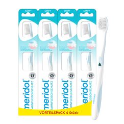meridol Zahnbürste Zahnfleischschutz, weich, 4 Stück - Handzahnbürste für eine schonende Reinigung von Zähnen am Zahnfleischsaum