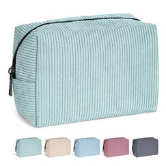 MAANGE Kleine Kosmetiktasche Make up Tasche Cord Schminktasche für Handtasche Tragbare Vielseitige Schminktasche Reißverschlusstasche Für Frauen (Grün)