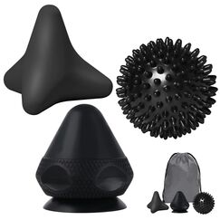 RYMALL Triggerpunkt Drücker Massagegerät+Igelball,Schmerzfrei Drücker Set mit Saugnapf & Beutel für Muskelschmerzen und Verspannungen, Osteopressur Drücker Massager für Selbstmassage (Schwarz)