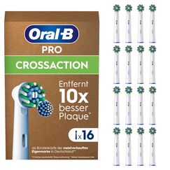 Oral-B Pro CrossAction — ORIGINAL Aufsteckbürsten für Elektrische Zahnbürste — Überlegene Zahnreinigung, Ersatzbürsten mit X-Borsten, Zahnbürstenaufsatz, Briefkastenfähige Verpackung — Weiß, 16 Stück