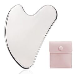 Gua Sha Edelstahl Herzform Kratz-Massage Tool für Gesicht, Augen, Hals zur Hautpflege, Schönheit und Entspannung der Körpermuskulatur (Edelstahl)