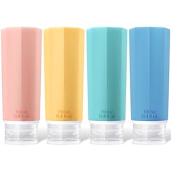 Opret 4 Stück Silikon Reiseflaschen Set, 100ml Reiseflaschen zum Befüllen Kosmetik Shampoo Flüssigkeiten, Auslaufsicher Nachfüllbare Leer Reiseset Reisegröße Behälter Travel Bottles Set Travel Kit