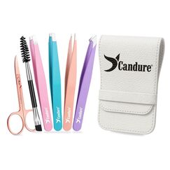 Candure Professionelle Augenbrauen-Pinzette, verbesserte Spitze für Augenbrauen für Präzision – Pinzette aus Edelstahl mit rutschfester Beschichtung für eingewachsene Haare