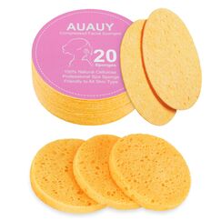 AUAUY 20 Stück Komprimierte Gesichtsschwämme, Zellulose Gesichtsschwämme, Abschminken Schwamm Pads, 100% Naturkosmetikschwämme zur Gesichtsreinigung, Peeling-Maske, SPA Massage, Make-up-Entfernung