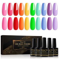 Shining She UV Nagellack Set,10 Farben Sommer Frühling Gel Nagellack Set Rosa Rot Orange Grün Blau Lila Soak Off UV LED Gel Nail Polish für Anfänger DIY Nail 8ML