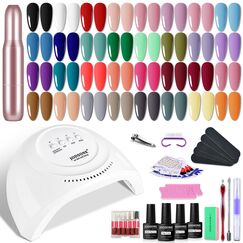 JODSONE U V Gel Nagellack Set, 32 Farben Gelnägel Kit mit U V/LED Nagellampe, Nagelbohrer, Basis- und Decklack, Rosa Weiß Blau U V Gelnagellack Starterset