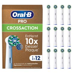 Oral-B Pro CrossAction Aufsteckbürsten — ORIGINAL Zahnbürstenaufsatz für Elektrische Oral-B Pro Zahnbürste — Ersatzbürsten für überlegene Zahnreinigung — Weiß, 12 Stück