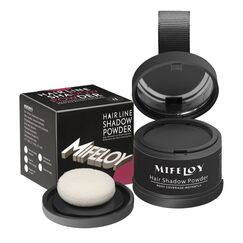 MIFELOY Haaransatz Puder mit Spiegel Schwamm, Dunkel Grau Unsichtbares Ansatzpuder, Soforteffekt Concealer zur Haarverdichtung für Frauen Männer, Wasserfestes Haar Make-up zum Ansatz kaschieren