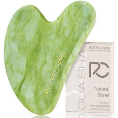 Rena Chris Jade Gua Sha Stein, Guasha Stein für Kieferlinien-Straffung und Reduzierung von Gesichtsschwellungen, Hautpflege-Geschenk – Mintgrün