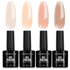 TOMICCA 4 Farben Gel Nagellack Nude Serie Set, Professional UV Nagellack, UV/LED Soak-Off Geschenk für Nagelstudio DIY Home, 8ML