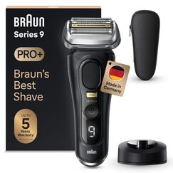 Braun Series 9 Pro+ Rasierer Herren Elektrisch, Elektrorasierer mit 5 Rasierelementen, Rasierapparat, Langhaarschneider ProTrimmer, Ladestation, 60 Min Akku, Wet&Dry, Made in Germany, 9510s, Schwarz