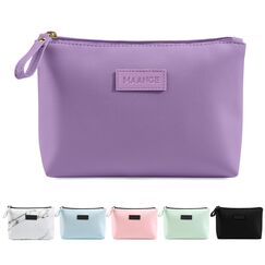 Kleine Kosmetiktasche MAANGE Kleine Make up Tasche Tragbare Reise Schminktasche wasserdichte PU Leder mit Griff Niedliche Vielseitige Reißverschlusstasche für Frauen (violett)
