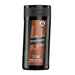 bruno banani Magnetic Man Shower Gel, 3-in-1-Duschgel mit fesselnd-holziger Ambernote, 250ml