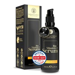 BIO Vitamin C Serum • 100ml +Hyaluron +Vitamin E +Panthenol ✓ 100% Vegan & BIO ✓ 6-Fach Vitamin C Serum Gesicht ✓hochdosiertes & verkapseltes Vitamin C für reine Haut ✓ Naturkosmetik Made in Germany