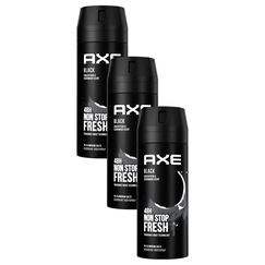 Axe Bodyspray Black Deo ohne Aluminium bekämpft geruchsbildende Bakterien und unangenehme Gerüche 150 ml 1 Stück (Packung mit 3)