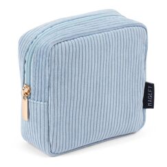 MAGEFY Mini Makeup Tasche Cute Makeup Pouch Kleine Kosmetiktasche für Frauen Mädchen Reise Make up Tasche mit Fächern (Blau)