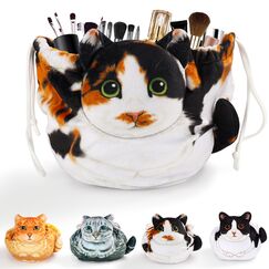 Katzen Kosmetiktasche Kordelzug,Schminktasche Groß,Tragbare Make up Organizer Tasche,Reise Aufbewahrungstasche,Geschenke FüR Katzenliebhaber
