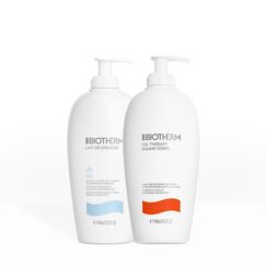 Biotherm Lait De Douche Duschgel, erfrischendes Duschgel, belebende Duschlotion, 400 ml + Biotherm Oil Therapy Baume Corps Bodylotion, Körperlotion speziell für raue und trockene Haut, 400 ml
