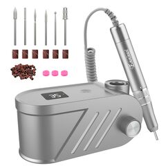Enniewi Nagelfräser - Elektrische Nagelfeile Maniküre Pediküre Set , Nagelfräser Maniküre, Fräser für Gelnägel und Acrylnägel, 35000U/M, Set mit 6 Fräsen, Grau